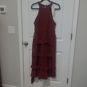 The Clothing Company Burgundy High-Low Dress